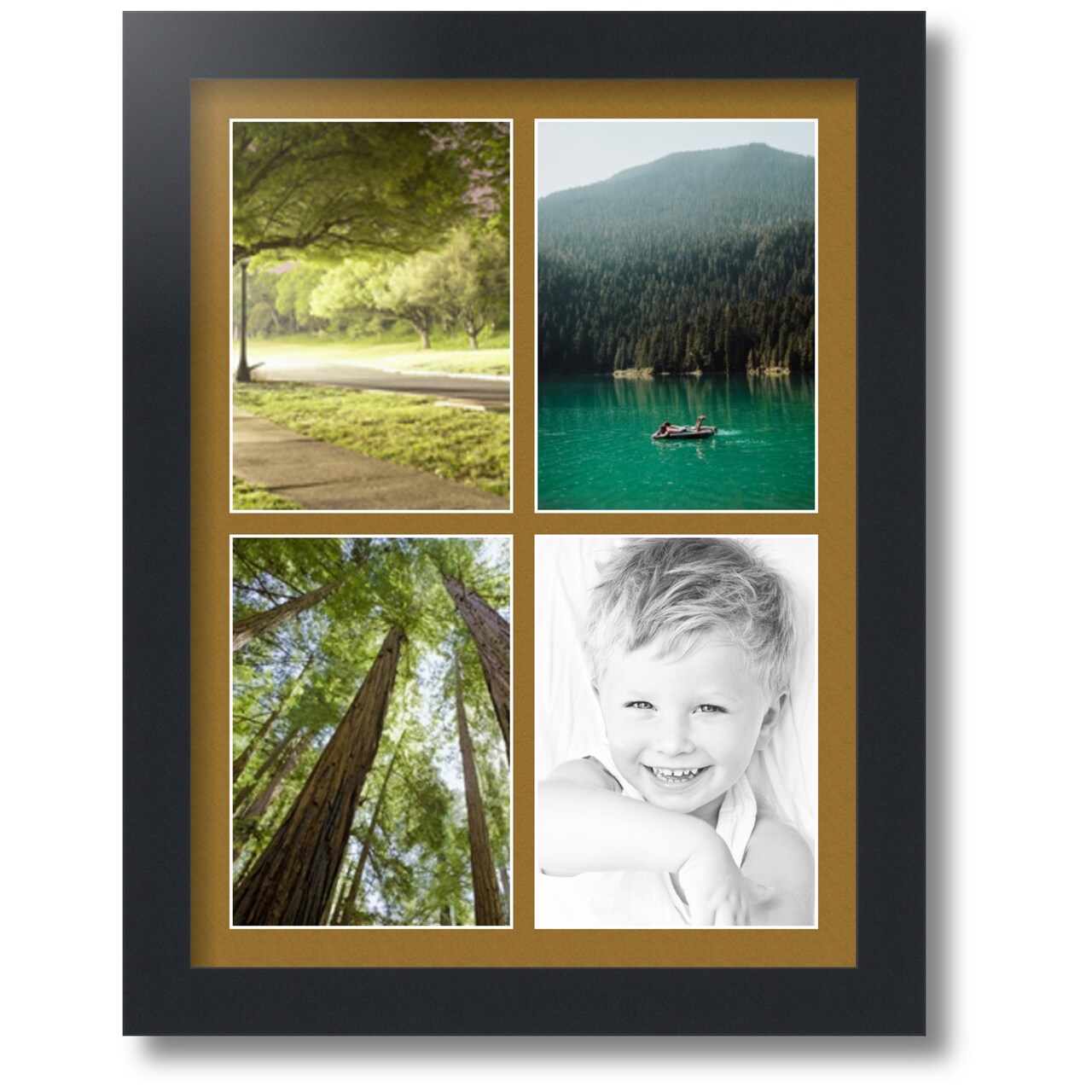 ArtToFrames Collage Photo Picture Frame with 4 - 5x7 inch Openings, Framed in Black with Over 62 Mat Color Options and Regular Glass (CSM-3926-2153)